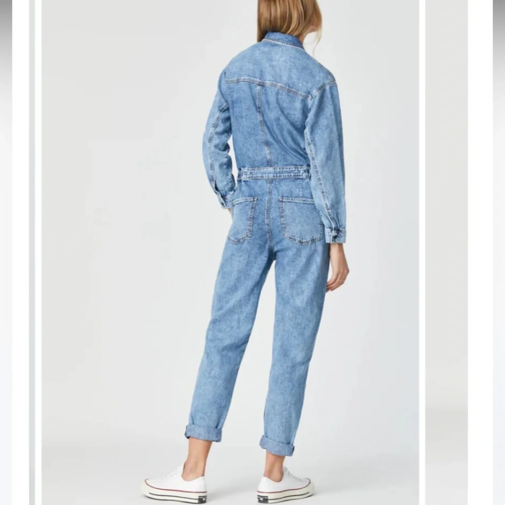 Mavi Eva Denim Jumpsuit Light Indigo Blue S - Picture 2 of 11